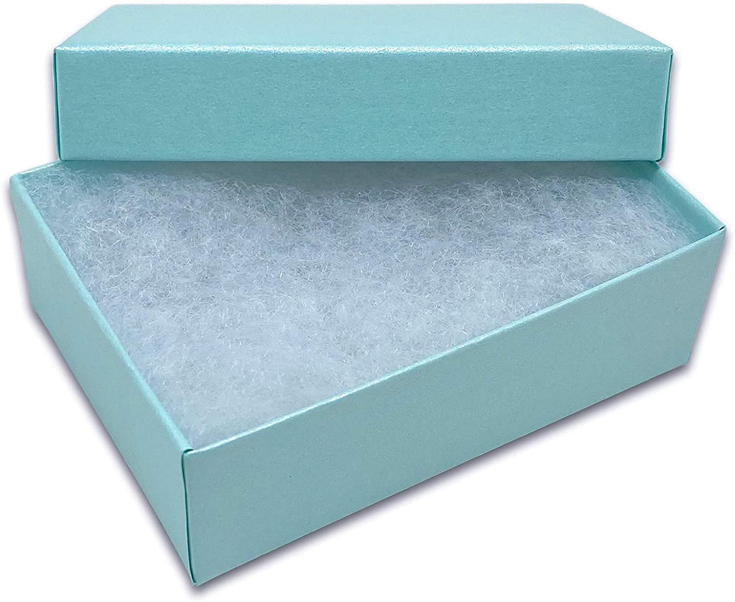 TheDisplayGuys - 25-Pack #32 Cotton Filled Cardboard Paper Jewelry Boxes Gift Case - Pearl Teal (3.3" x 2.3" x 1.0") - for Shipping or Storage
