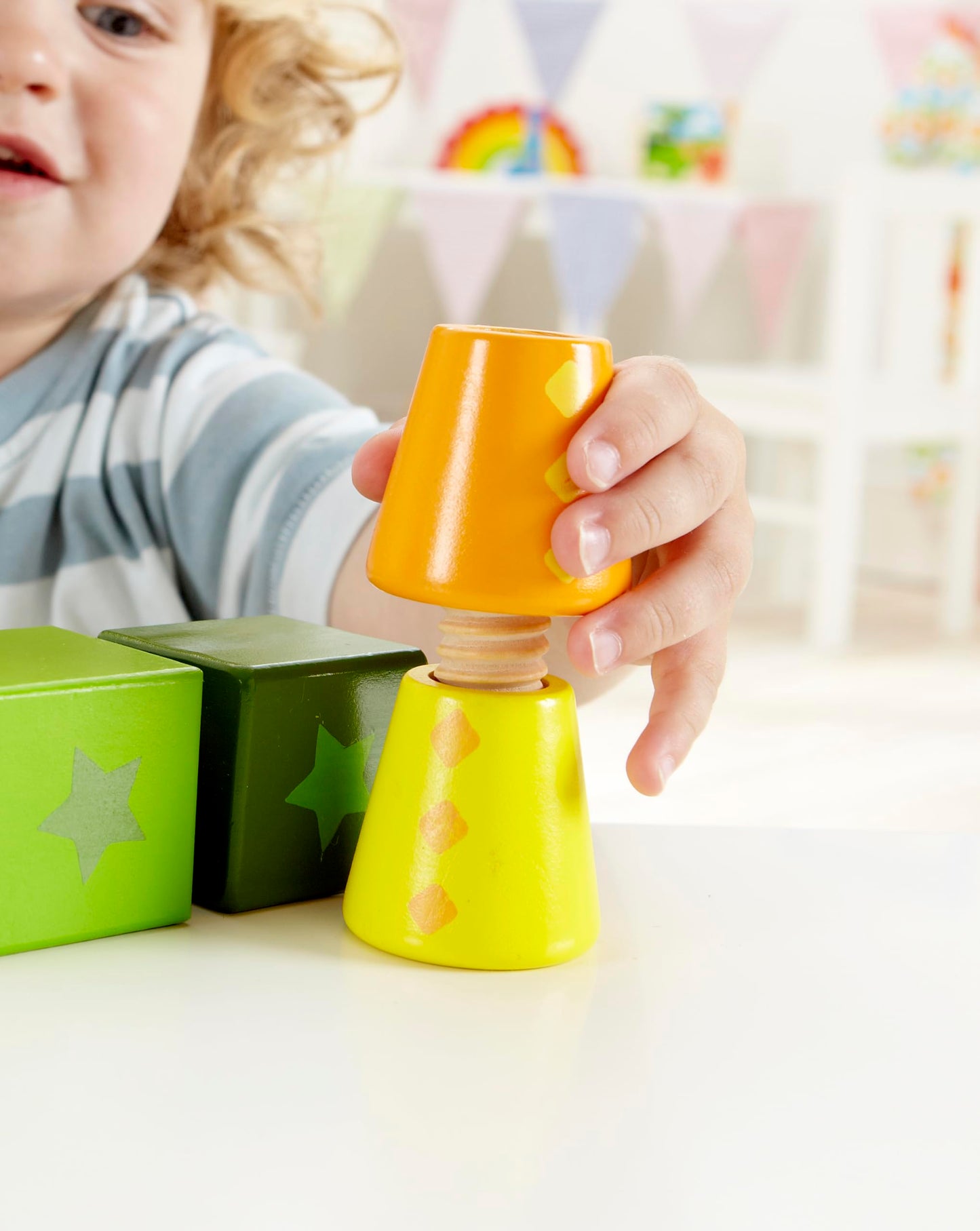 Hape Twist and Turnables Wooden Building Block Learning Set