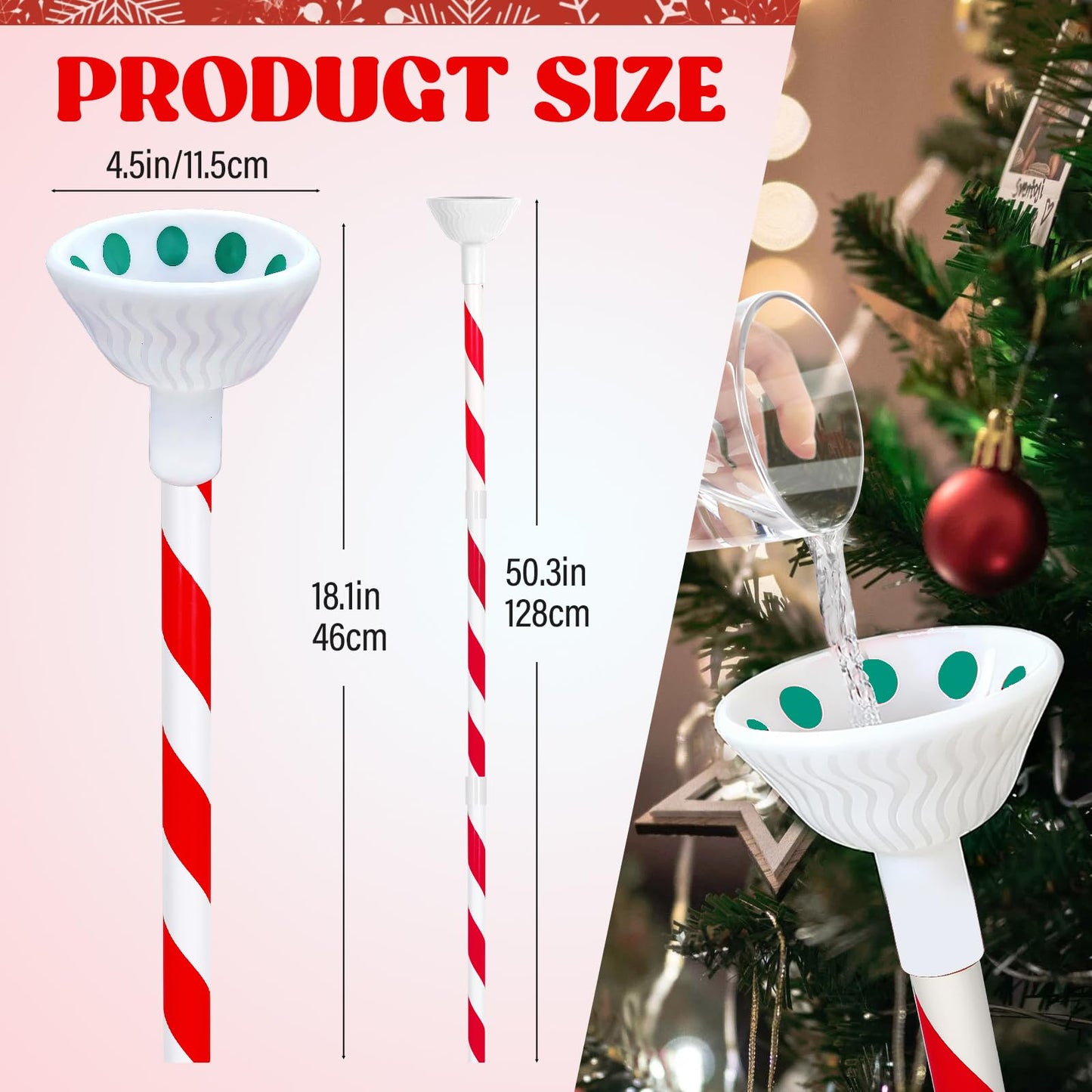 JJI Christmas Tree Watering System with Long Funnel Christmas Tree Watering Funnel Christmas Decorations (Mushroom Green)