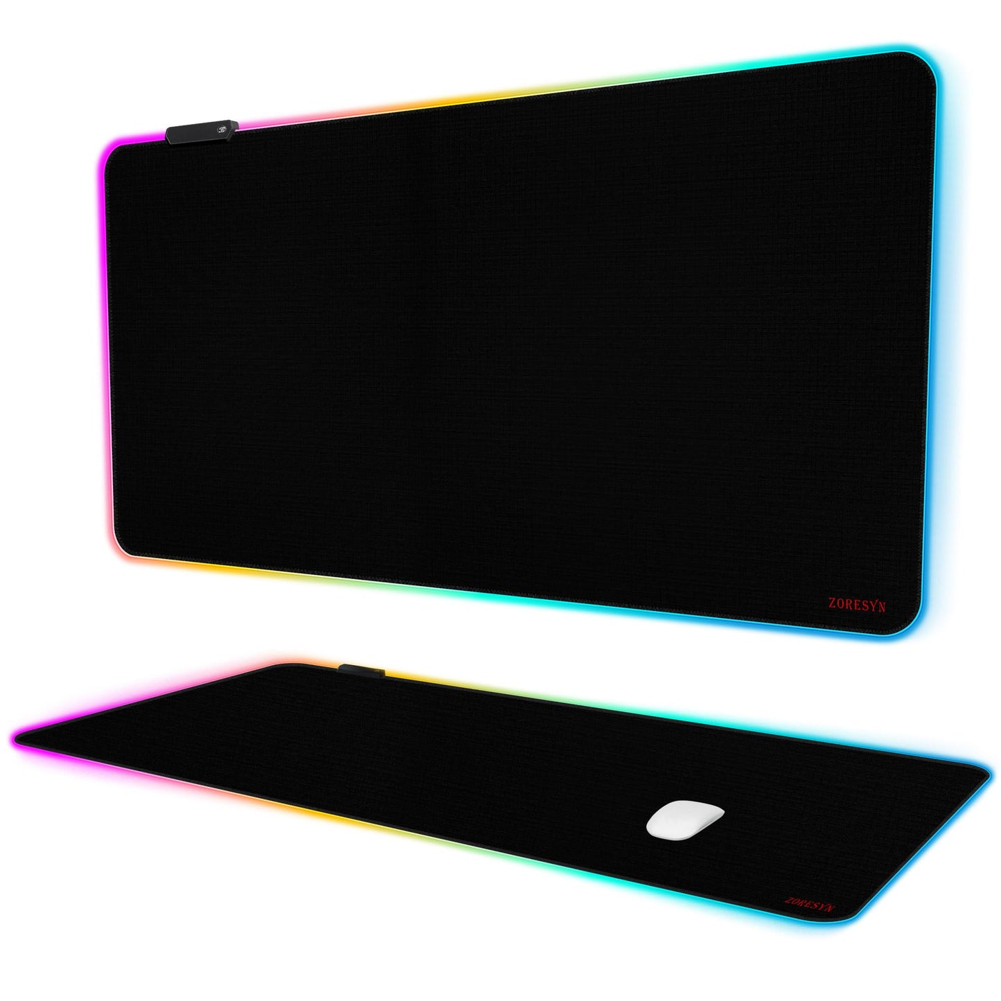 ZORESYN RGB Gaming Mouse Pad - 39.4"x19.7" Large Mousepad with Led Light, Keyboard Pad Gaming Accessories for Desk, Non-Slip Rubber Base Big Mouse Mat for Gamer,Black
