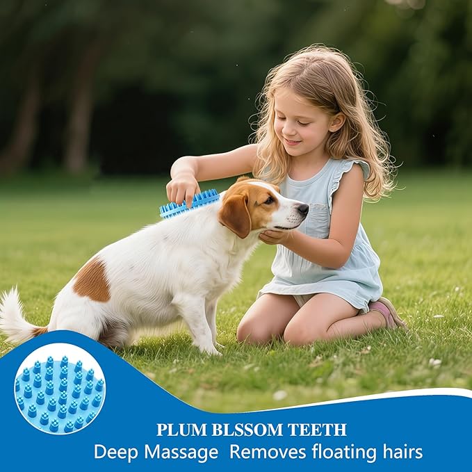 Lilpep 2-in-1 Dog Bath Brush, Double Sided Soft Rubber Grooming Brush for Shedding, Massaging & Deep Cleaning, Suitable for Short & Long Haired Dogs & Puppies