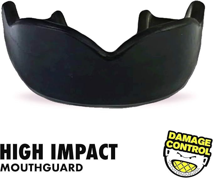 DAMAGE CONTROL High-Impact Mouth Guard – Sports Mouthguard for Boxing, Football, Hockey, Lacrosse & Basketball, Protects Teeth & Jaw, Protective Mouthpiece for Adults & Youth (Youth, Black 2.0)
