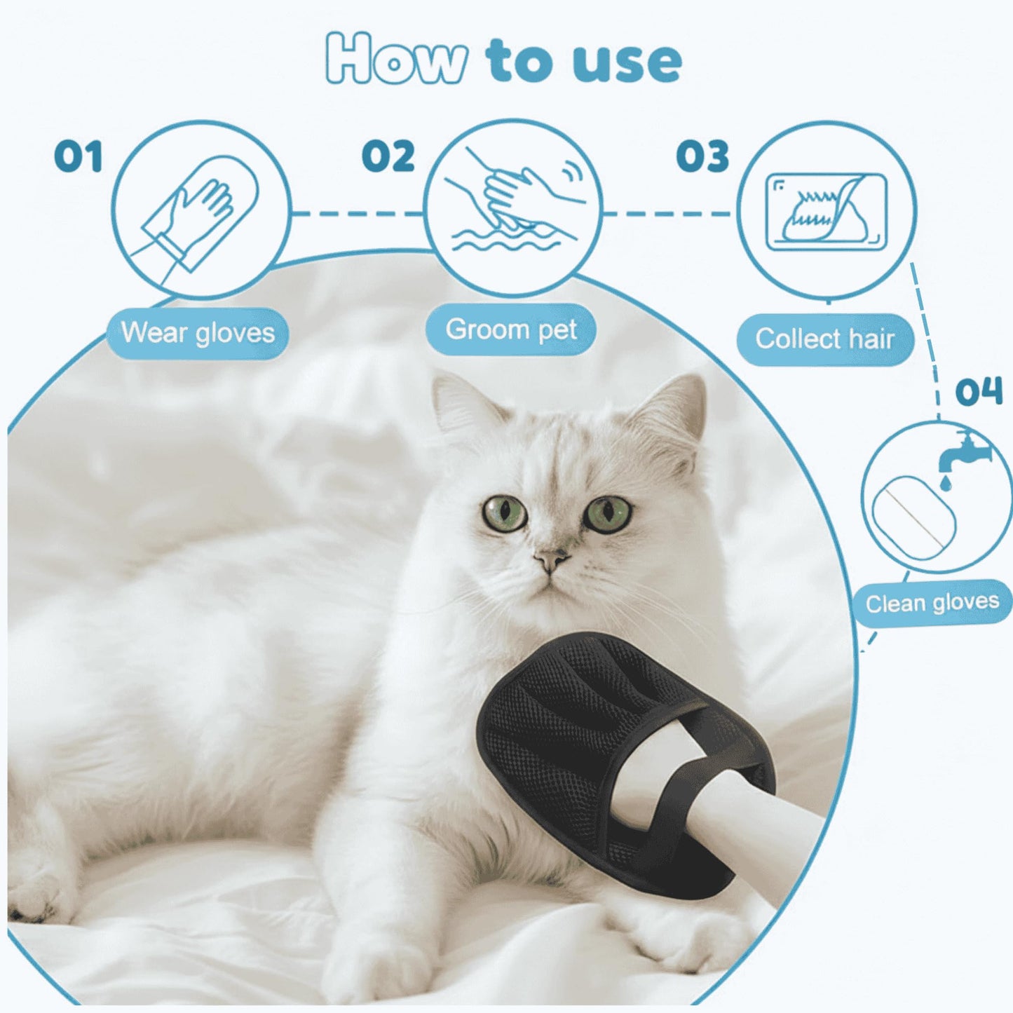JMTSONS 2 pet Hair Removal Glove & Self Cleaning Cat & Dog Brush Bundle – Reusable Electrostatic Lint Glove for Furniture, Couch Gentle Pets Deshedding Slicker Brush Kit for Shedding.