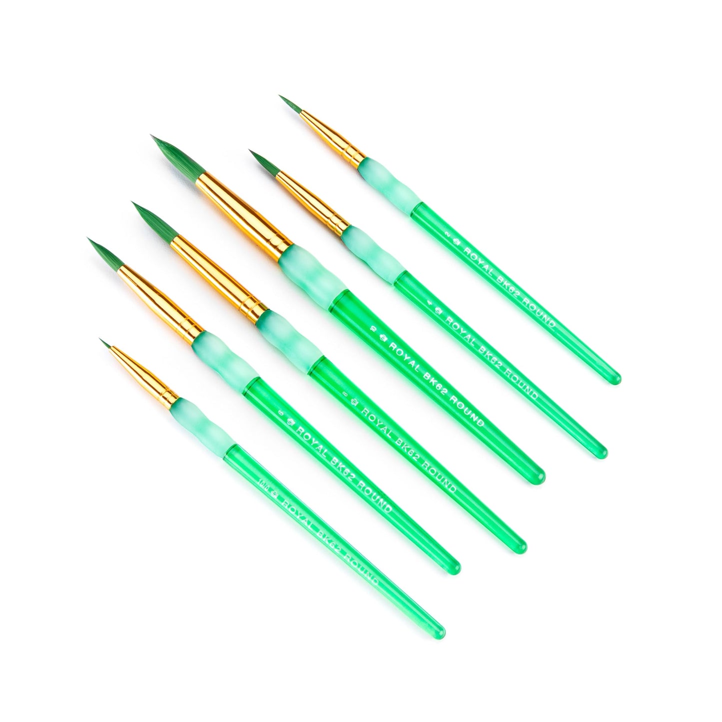 Royal Brush Big Kids Choice Deluxe Round Synthetic Paint Brush Set, Assorted Size, Green, Set of 6