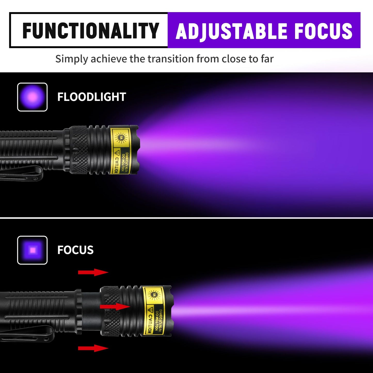 DARKDAWN UV Flashlight 395nm Black Light Mini USB Rechargeable Ultraviolet LED Blacklight Woods Lamp Powerful Fluorescent Portable Detector for Pet Urine Stains, Scorpions, Resin Curing
