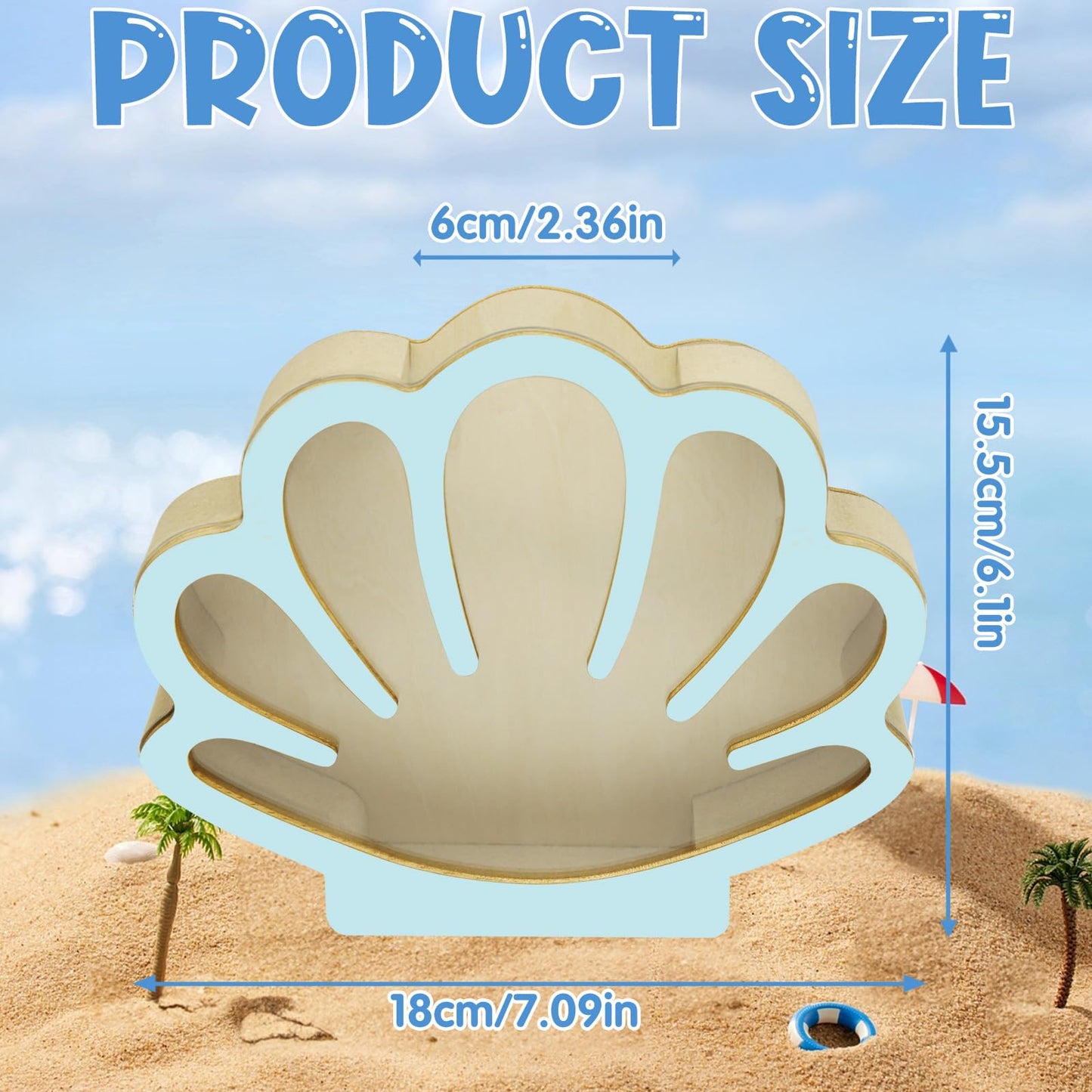Wooden Shell Display Box Blue, Seashell Display Box Decoration Supplies, Exquisite Storage Decor Gift Supplies for Women Men Suitable for Placing in The Room