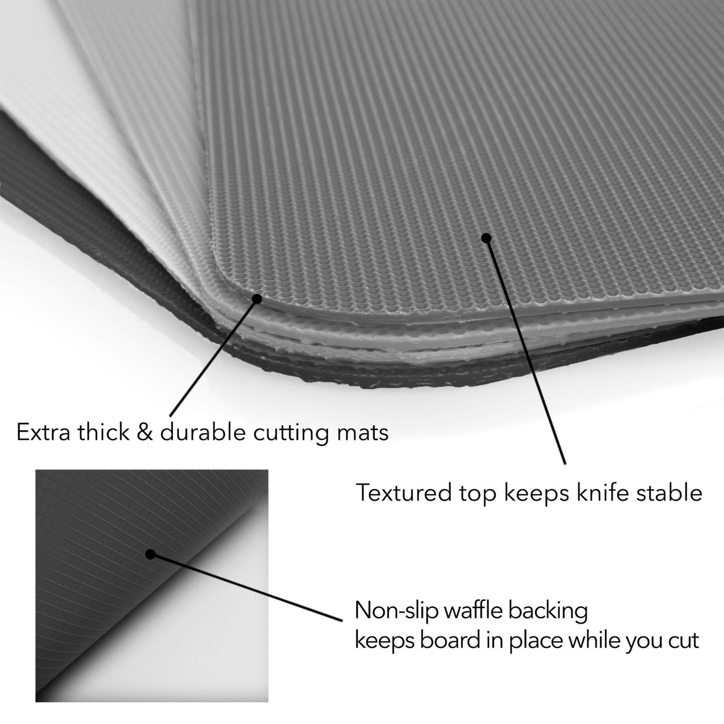 Simply Genius Flexible Rectangular Cutting Board Set - Dishwasher-Safe Kitchen Cutting Mat - Textured-Grip Flexible Surface - Odor-Resistant Plastic Chopping Mat - 4-Pack, 11.5 x 15 in, Gray