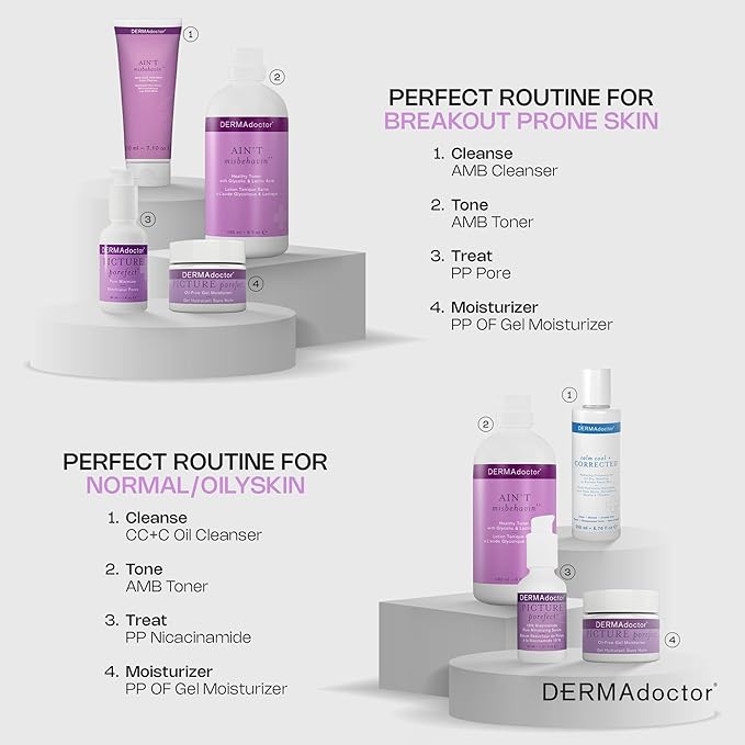 DERMAdoctor Picture Porefect Dermatologist Formulated Oil Free Facial Moisturizer, Pore Minimizer for Acne or Oily Skin, Daily Face Lotion for Men & Women with Zinc & Copper Peptides - 1.69 oz