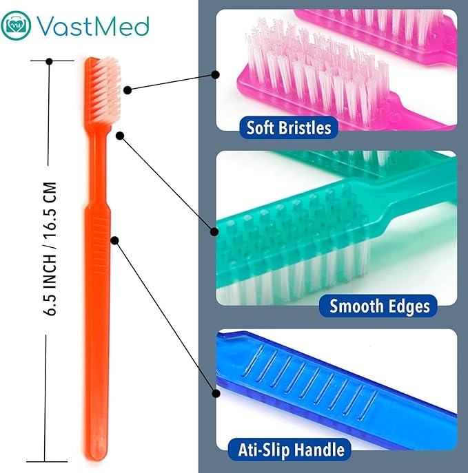 200 Pcs Disposable Pre-Pasted Toothbrushes by Vastmed | Individually Wrapped Pre Pasted Toothbrush | Single Use Waterless Tooth Brush for Hotel, Camping, Homeless Gift