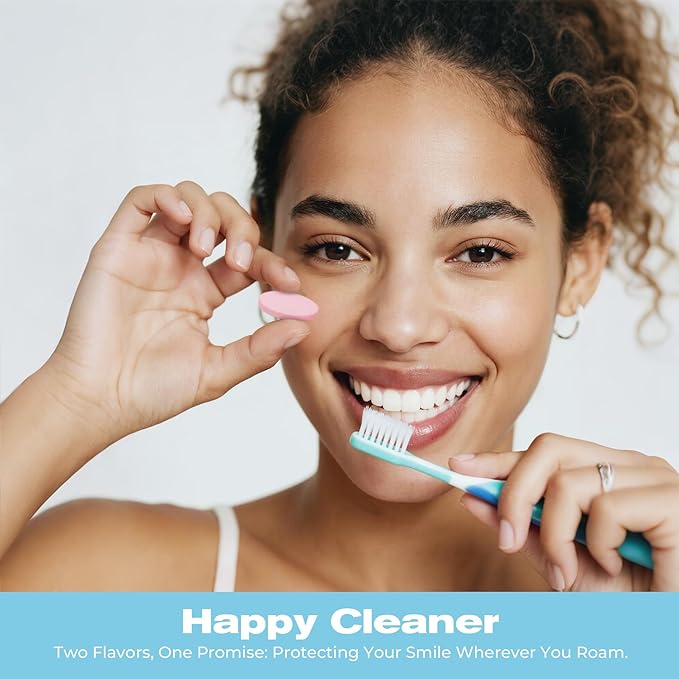Happy Cleaner Toothpaste Tablets – Mint Lime Flavor, Fluoride-Free Chewable Toothpaste with Nano Hydroxyapatite, Travel-Friendly, Zero-Waste Oral Care, 30 Tablets