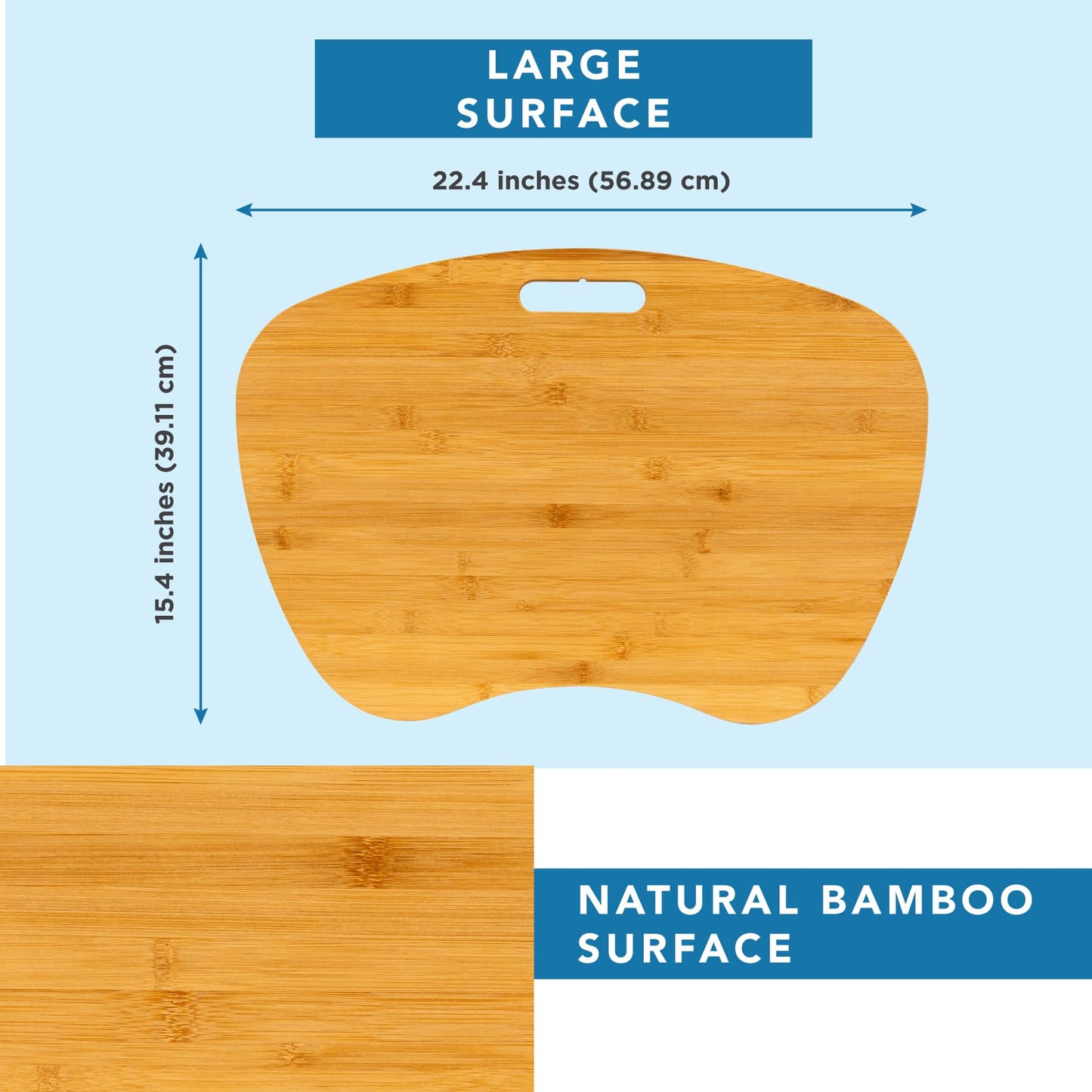 LAPGEAR Extra Large Bamboo Lap Desk - Natural - Fits up to 17.3 Inch Laptops - Style No. 91687