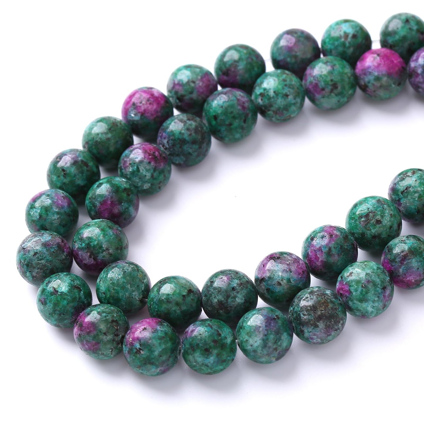 36pcs 10mm Natural Epidote Zoisite Stone Beads for Jewelry Making DIY Bracelet Necklace Accessories 15" Energy Healing Power Stone Beads