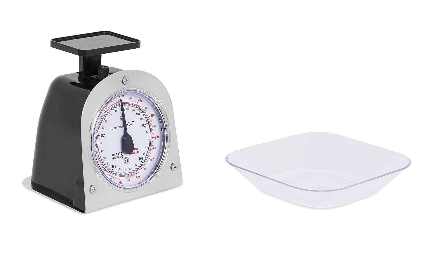 Mechanical Kitchen Food Weight Scale with Removable Bowl – Accurate Measurements up to 11 lbs (5 kg) – Ideal for Cooking, Baking, and Portion Control