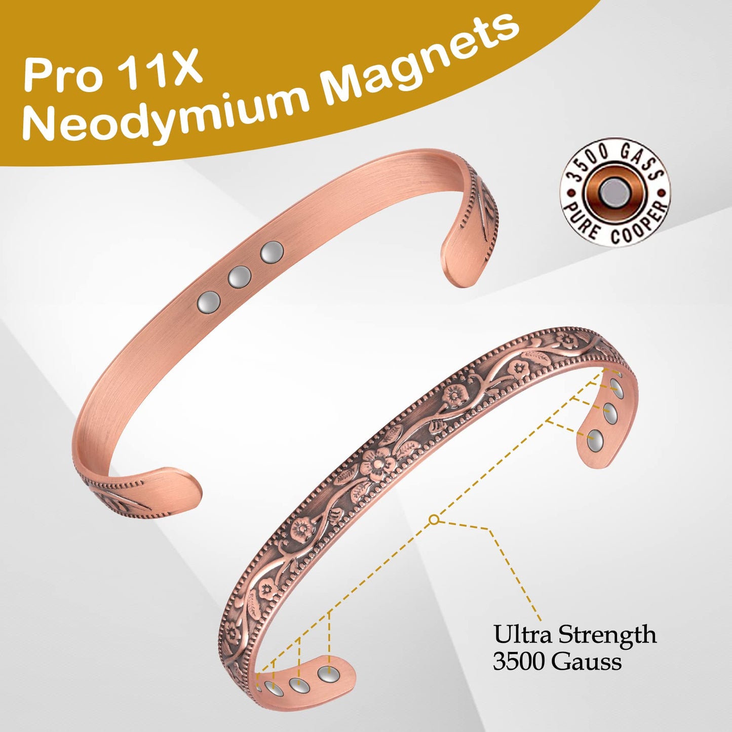 Feraco Magnetic Bracelet & Earrings for Women, Stud Earrings, Ear Curex with Strong Therapy Germanium Magnet, Dainty Heart Shape