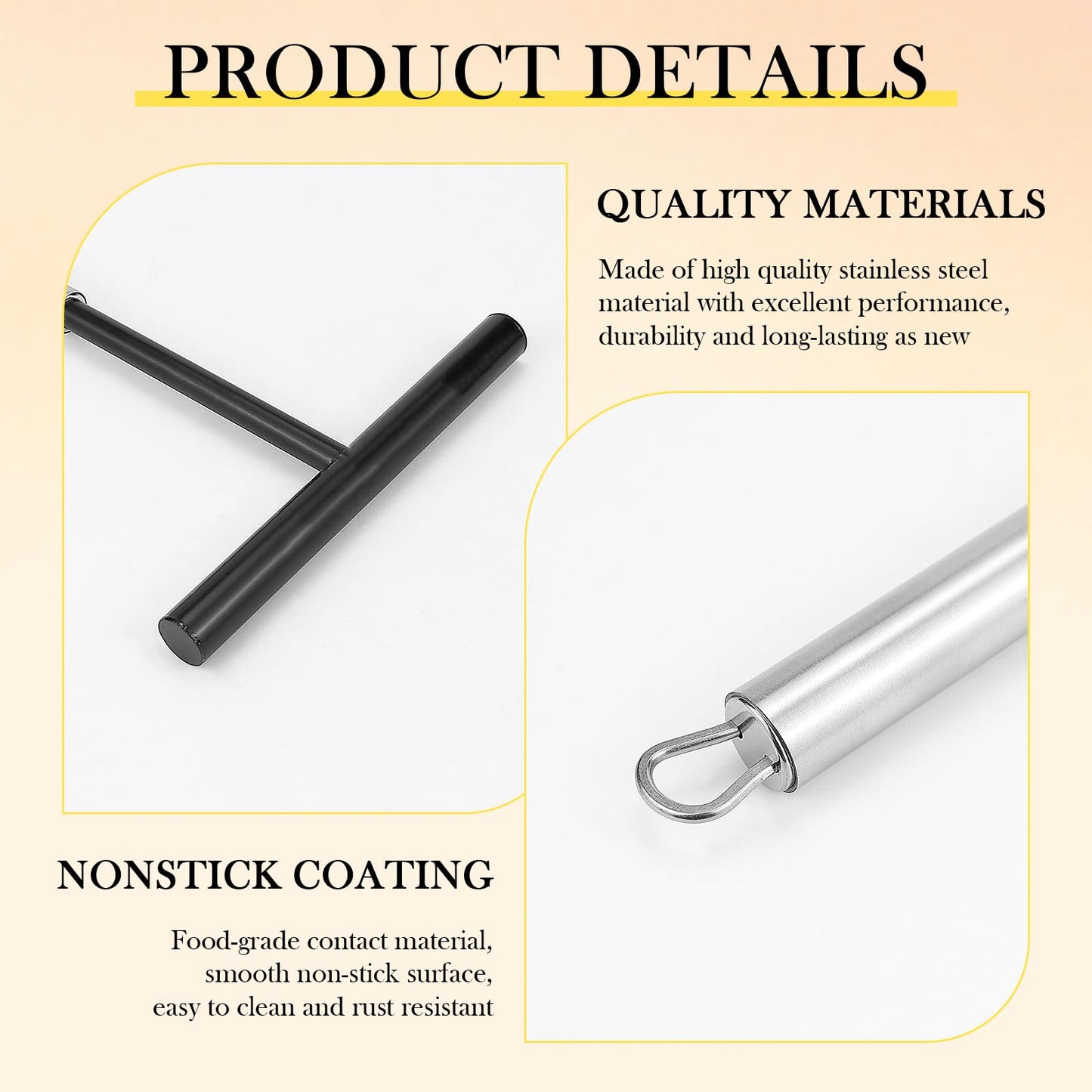 Crepe Spreader and Spatula Set - 2Pcs Stainless Steel T-Shaped Crepe Maker Tool with Nylon Handle, Even Thickness Distribution, Hanging Hole for Easy Storage for Baking and Cooking