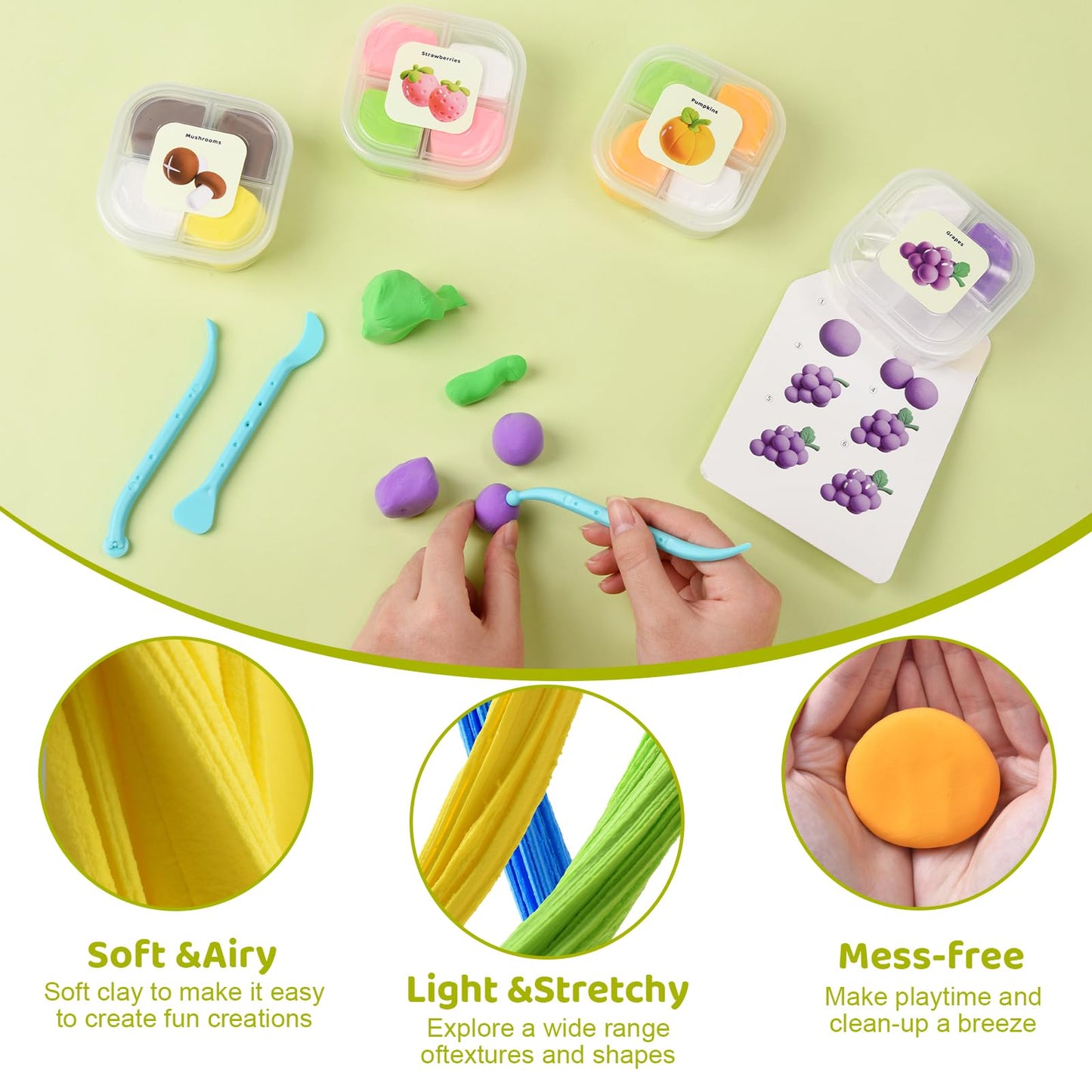 Model Magic Air Dry Clay Kit for Kids - Nutrition Planet 12-Piece Sculpting Set, Ultra Light Soft Non-Sticky Modeling Clay with Tools, Safe Non-Toxic Art Gift for Boys Girls