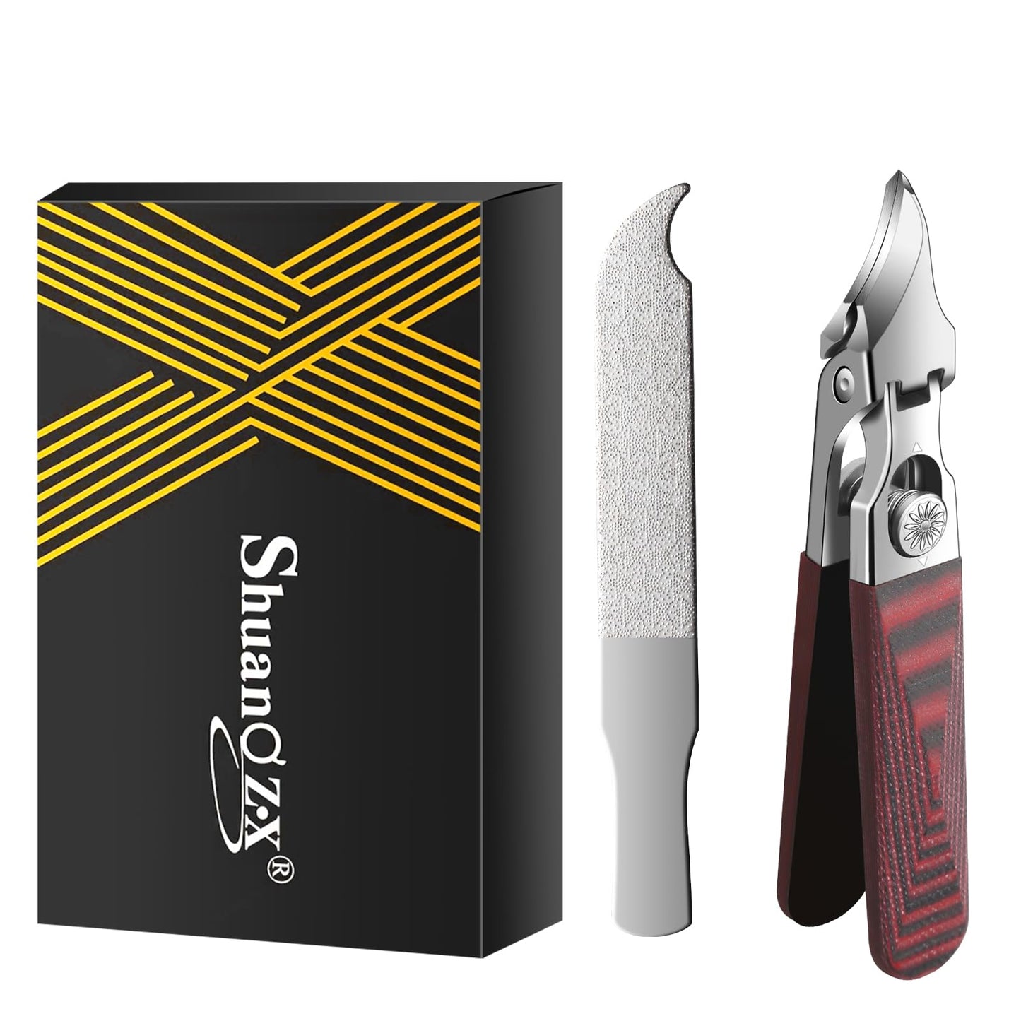 Large-Opening Pointed-Edge Nail Clipper - Detailed Trimming for Narrow Areas - G10 Handle & Stainless Steel Blades - Suited for Ingrown-Nail, Thick-Nail Users & Seniors(Straight Red C)