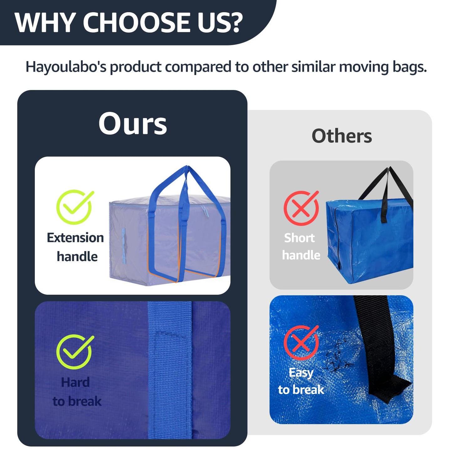 Moving Bags Heavy Duty Extra Large, Moving Boxes, Moving Supplies Essentials, Blue Storage Bins with Lids, Plastic Packing Totes, Storage Bags for Clothes with Handles & Zippers(Blue, 4 Pack)