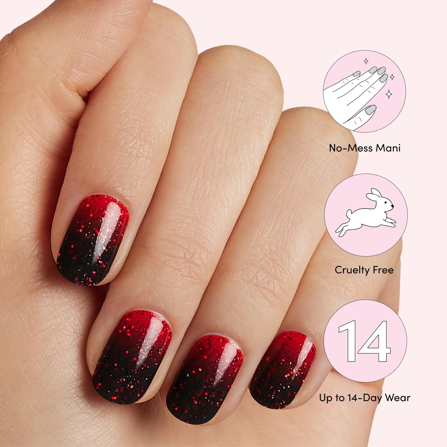 Dashing Diva Glaze Nail Strip Set - Just My Blood Type - Long Lasting, Chip Resistant, Semi-Cured Gel Nail Strips - Gel Set - 4-Piece Manicure Kit with 32 Strips