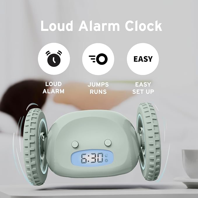CLOCKY Alarm Clock on Wheels – Loud Rolling Alarm Clock for Heavy Sleepers