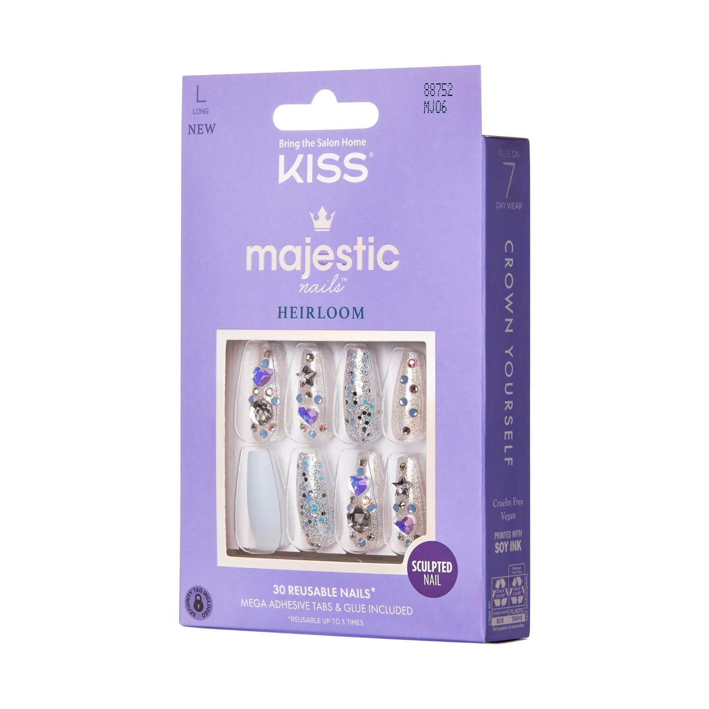 KISS Majestic Nails Sculpted Manicure Your Grace | Rewearable | Salon Quality | Includes Adhesives & Glue | 84 Count