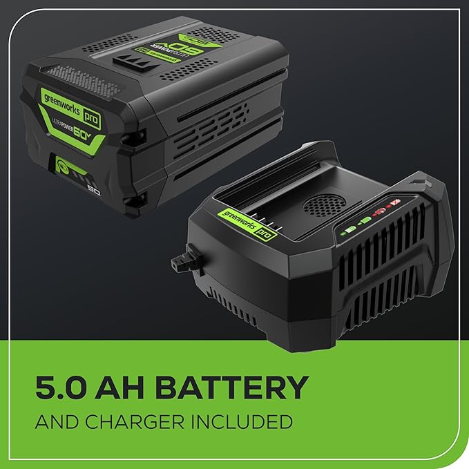 Greenworks 60V 700 CFM Brushless Leaf Blower, 5.0 Ah Battery and Rapid Charger
