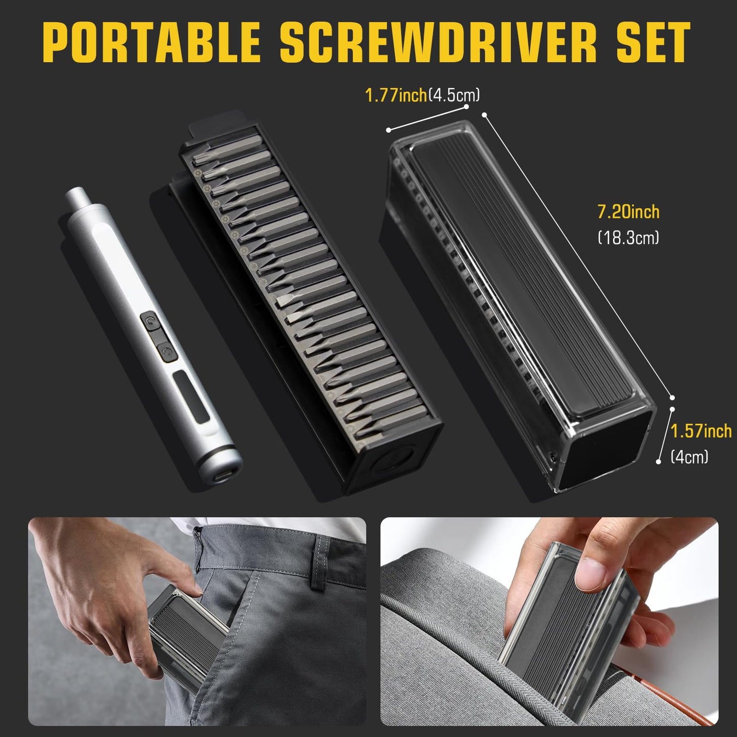 Mini Electric Screwdriver Set, 42-in-1 Electric Precision Screwdriver Set with LED Light, Cordless Small Power Screwdriver Repair Tool for PC Electronics Phone Laptop Watchs Camera