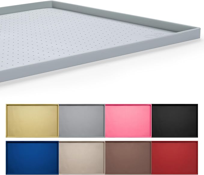 Hubulk Dog Feeding Mat,100% Waterproof Food Grade Silicone Pet Food and Water Bowl Placemat,Dishwasher, High Raised Edge to Prevent Spills,Nonslip Tray to Stop Messes on Floor（28"x18"x0.8",Hunter ）