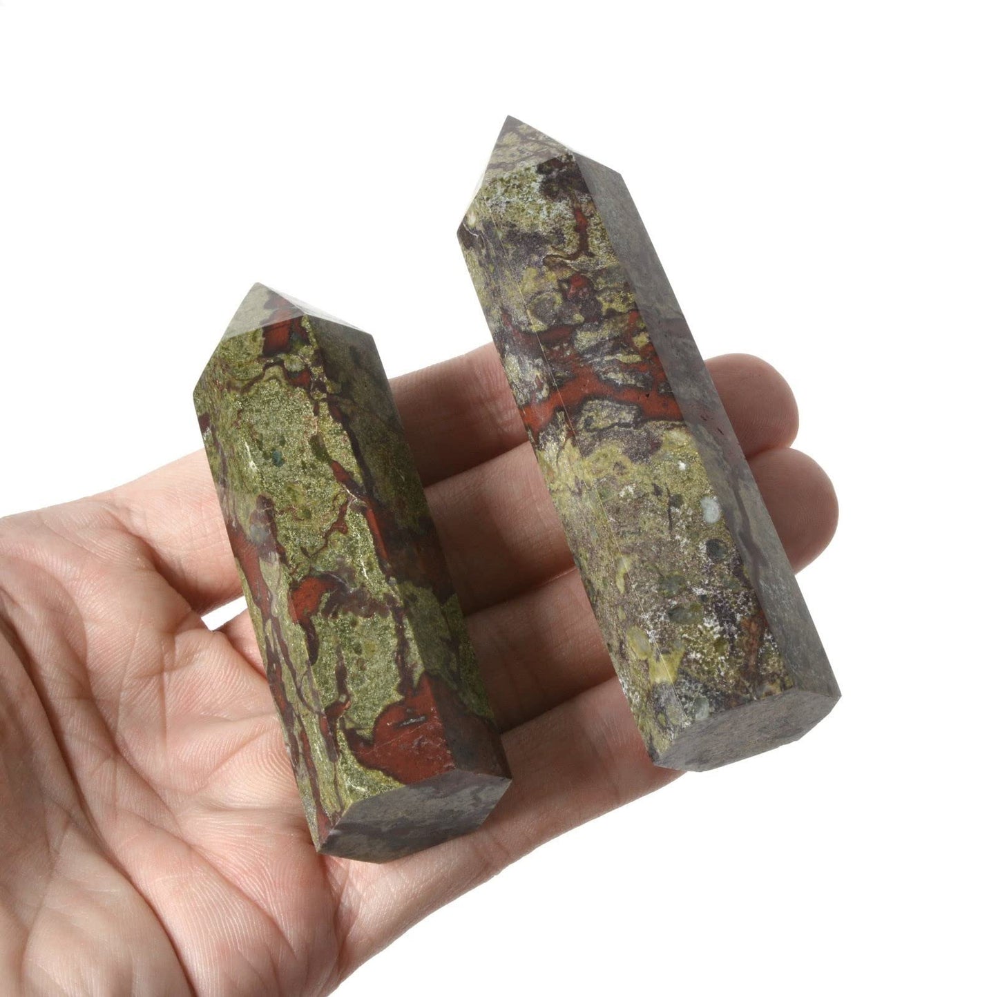 Large Dragon Blood Jasper Gemstone Crystal Hexagonal Pointed Tower Reiki Chakra Faceted Prism Wand Stone Home Decor