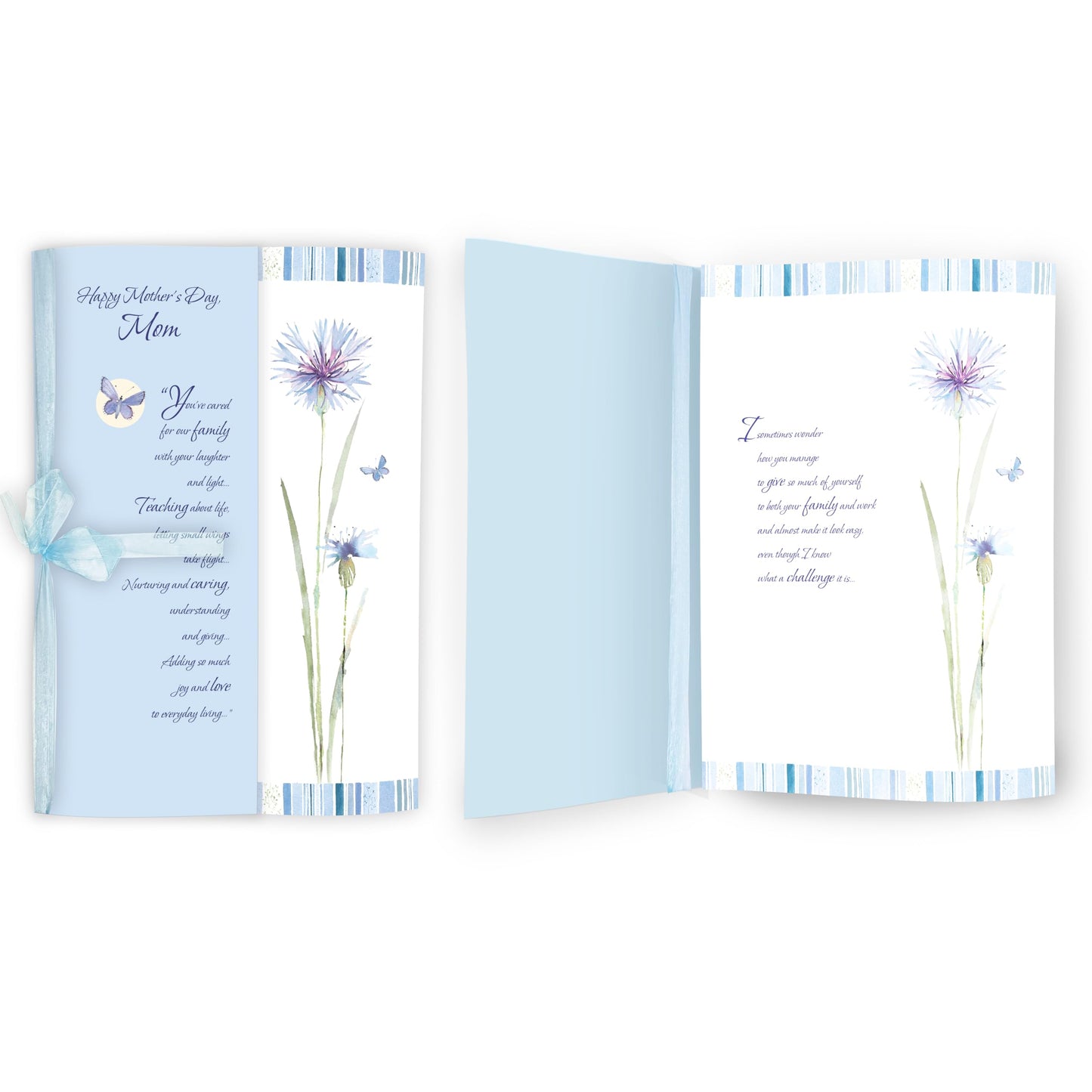 Designer Greetings Jumbo Mother’s Day Card, “With Your Laughter and Light” Blue Cornflowers (12.5 x 8.75 Inch Card with Gift Box)