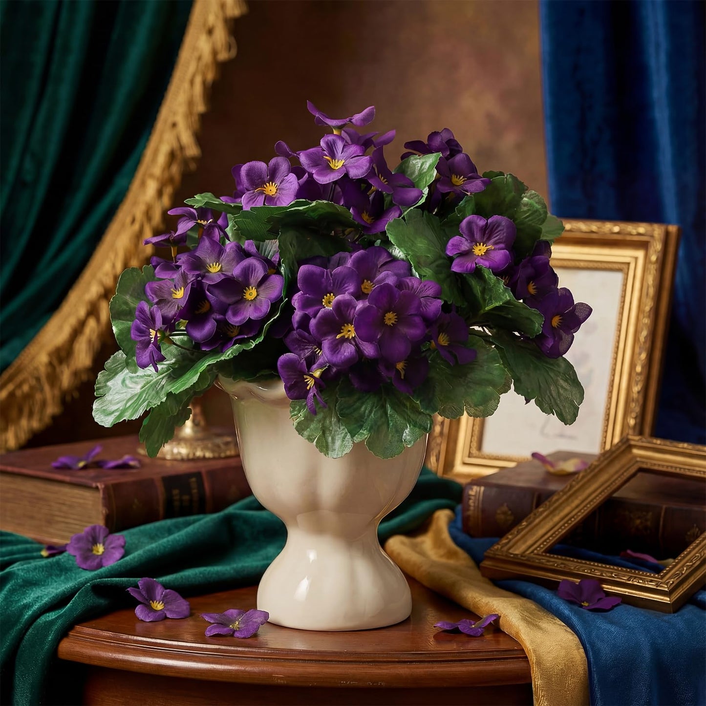 Maysing 10 Pcs African Violet Artificial Plant Purple African Violet Individual 9 Inches Artificial Flowers for Home Decoration Office Decor Gift