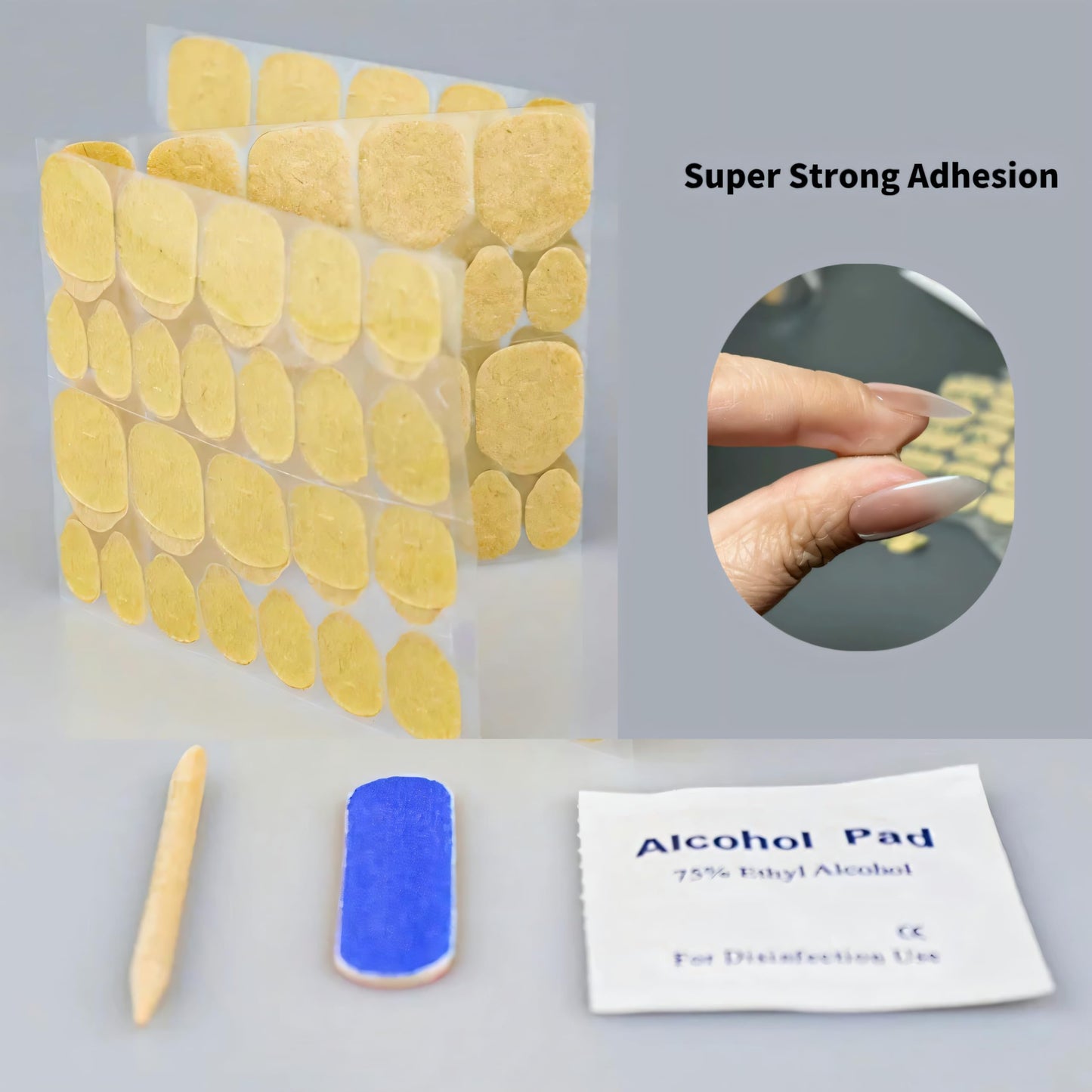 Fiaoudm Ultra-Slim Nail Adhesive Tabs – Jelly Double Sided Waterproof Gel Sticker Pads with Tool Set, Seamless & Strong Hold for Press On Nails, Fake Tips & Manicures, 24 Sizes Extra-Strong Kraft(15)