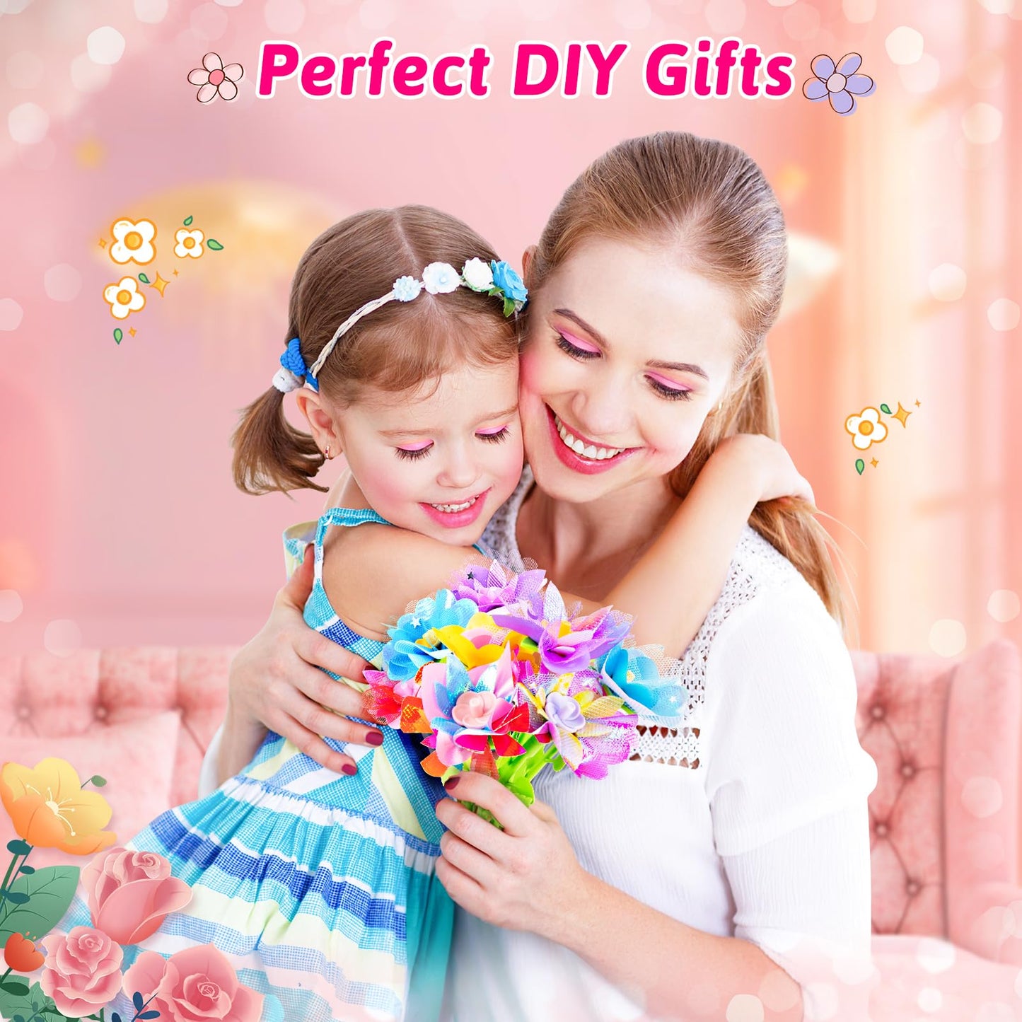 Osllate Upgraded Flower Bouquet Accessories Set for Making 36 Flowers, DIY Arts & Crafts Toy Accessories Flowers Making Toy Kit