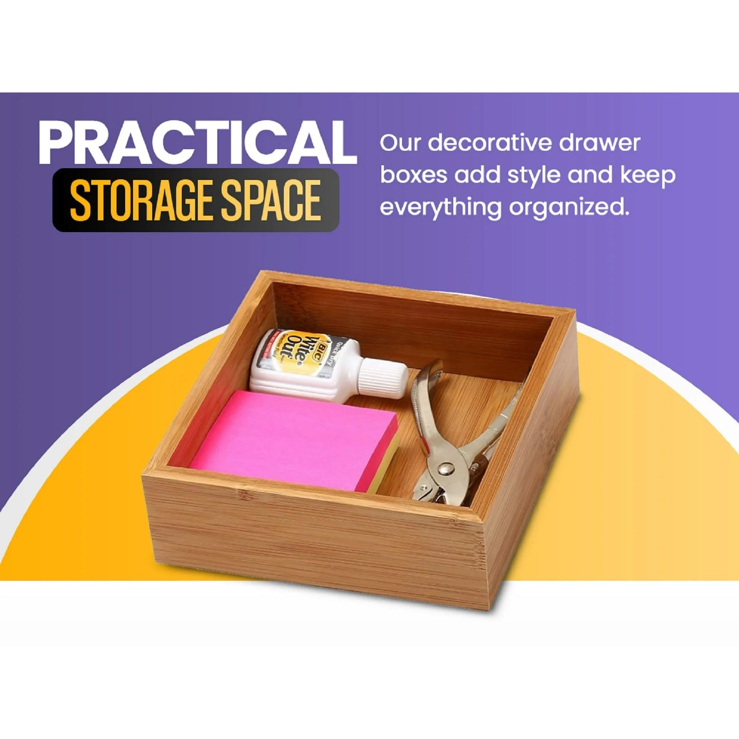 YBM HOME Bamboo Drawer Organizer Storage Box for Kitchen Drawer, Junk Drawer, Office, Bedroom, Children Room, Craft, Sewing, and Bathroom, 2 Pack 3x9x2 inch