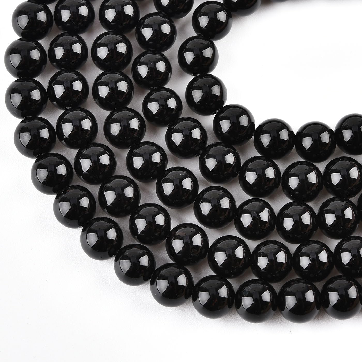 10mm Natural Black Onyx Beads Round Agate Gemstone Loose Beads for Jewelry Making (36-38pcs/strand) A
