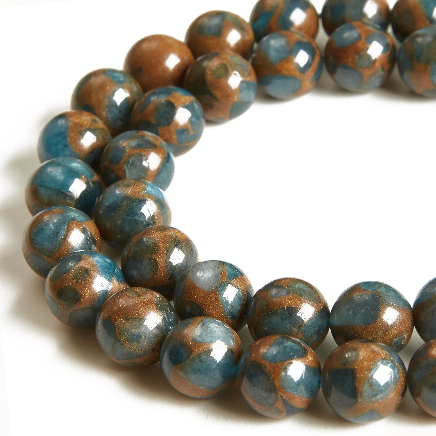 35pcs 10mm Natural Lake Blue Cloisonne Beads Gemstone Beads Round Loose Beads for Jewelry Making