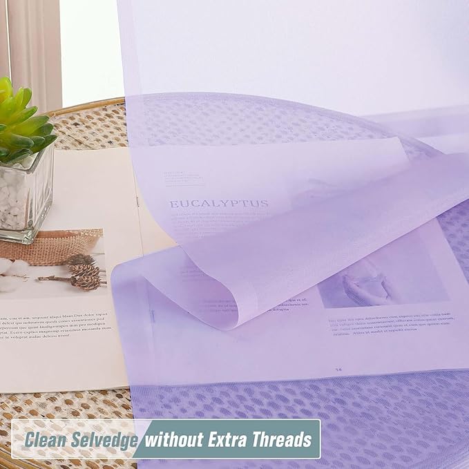 Lavender Sheer Curtains 90 Inches Long 2 Panels, Light Filtering Solid Sheer Curtains for Bedroom Living Room, Lightweight Soft Airy Voile Sheer Drapes, Dual Rod Pocket, 2x42Wx90L Inches