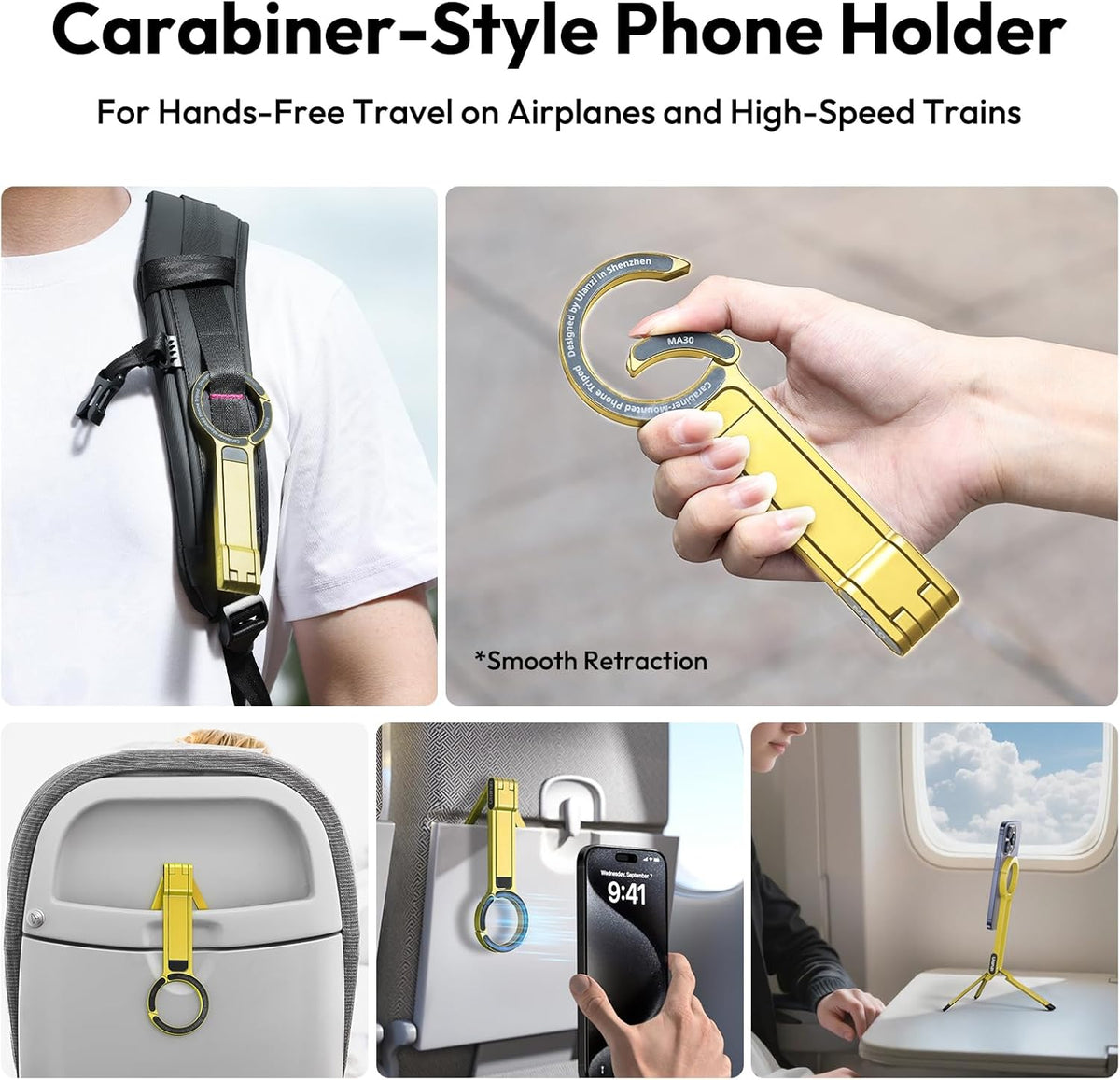 ULANZI MA30 Magnetic Phone Tripod Stand for iPhone - Aluminium Maglock Smartphone Mini Tripod Pocket Cell Phone Stand Strong Magnet Quick Mount Compatible with iPhone 16 15 14 13 12 Series, Gold