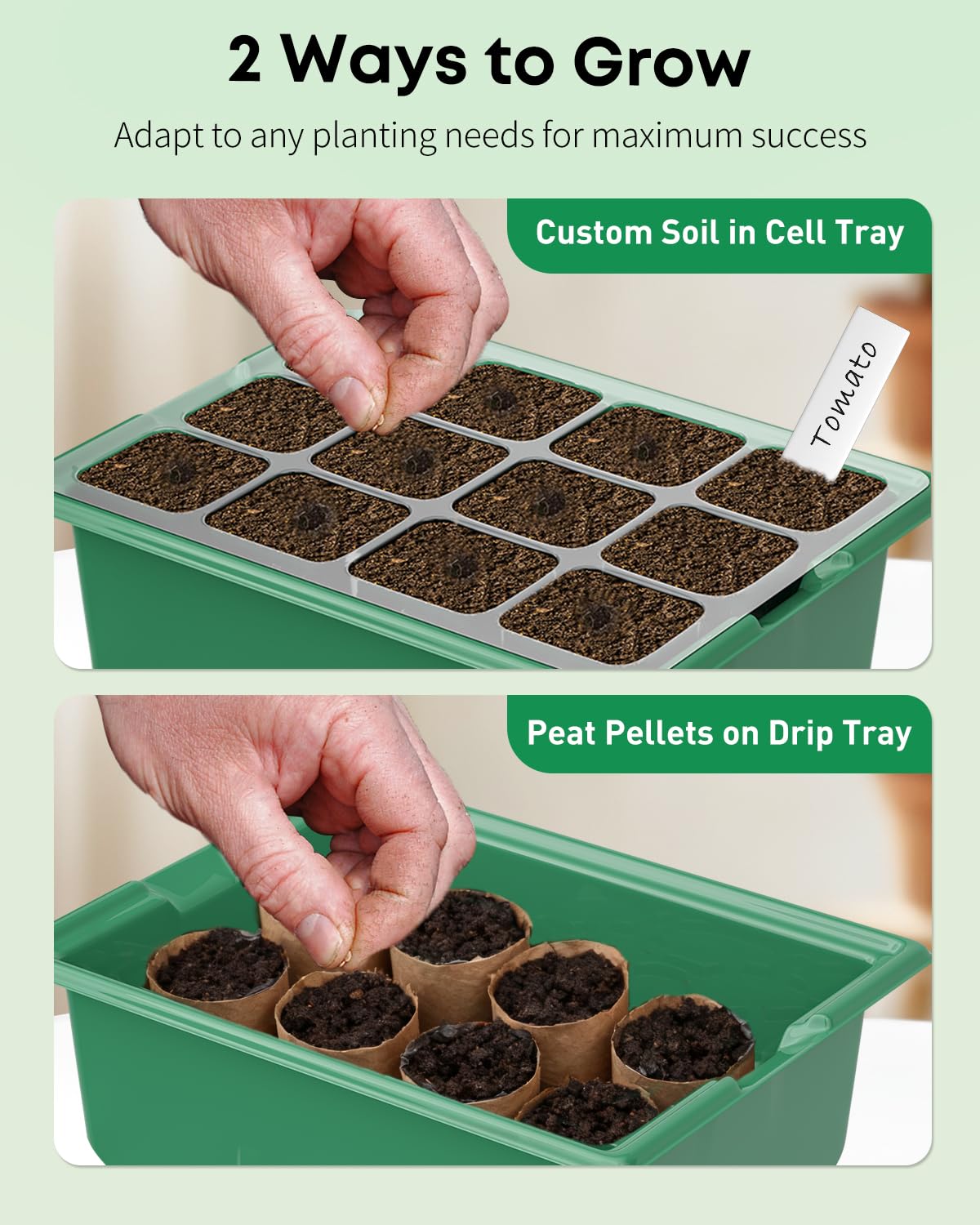 Pawfly 10 Pack Seed Starter Kit, 120 Cells, Seed Starter Trays with 4" Humidity Domes, Planting Tools & Labels, Indoor Seedling Starter Trays, Reusable Plant Germination Trays, Seed Starting Trays
