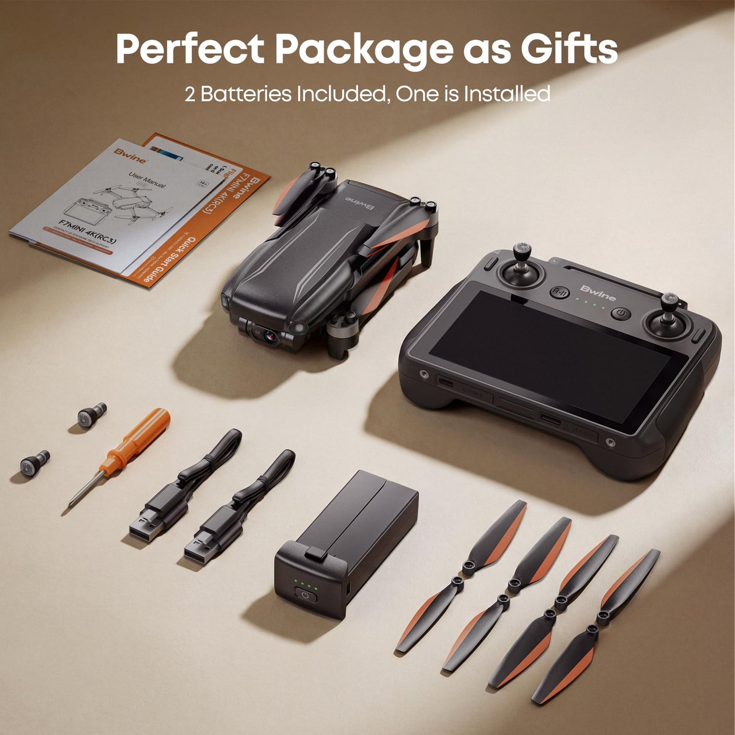 Bwine F7MINI 4K(RC3) Drones with Camera for Adults, 8K Photo 4K Video, RC with 1080P Screen, 20000ft Transmission, 64min Flight, 3-Axis Gimbal, 249g FAA-Exempt, GPS Track, Auto Return, Beginner Mode