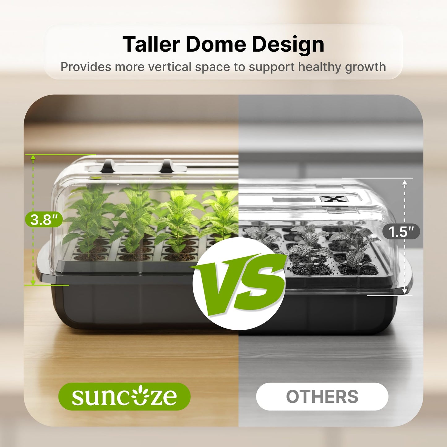 SUNCOZE Seed Starter Tray, 70 Cell Seed Starting Kit with Humidity Dome, Seedling Starter Tray with Adjustable Vent, Hydroponic Seed Germination Tray with 12W Full Spectrum LED Grow Light