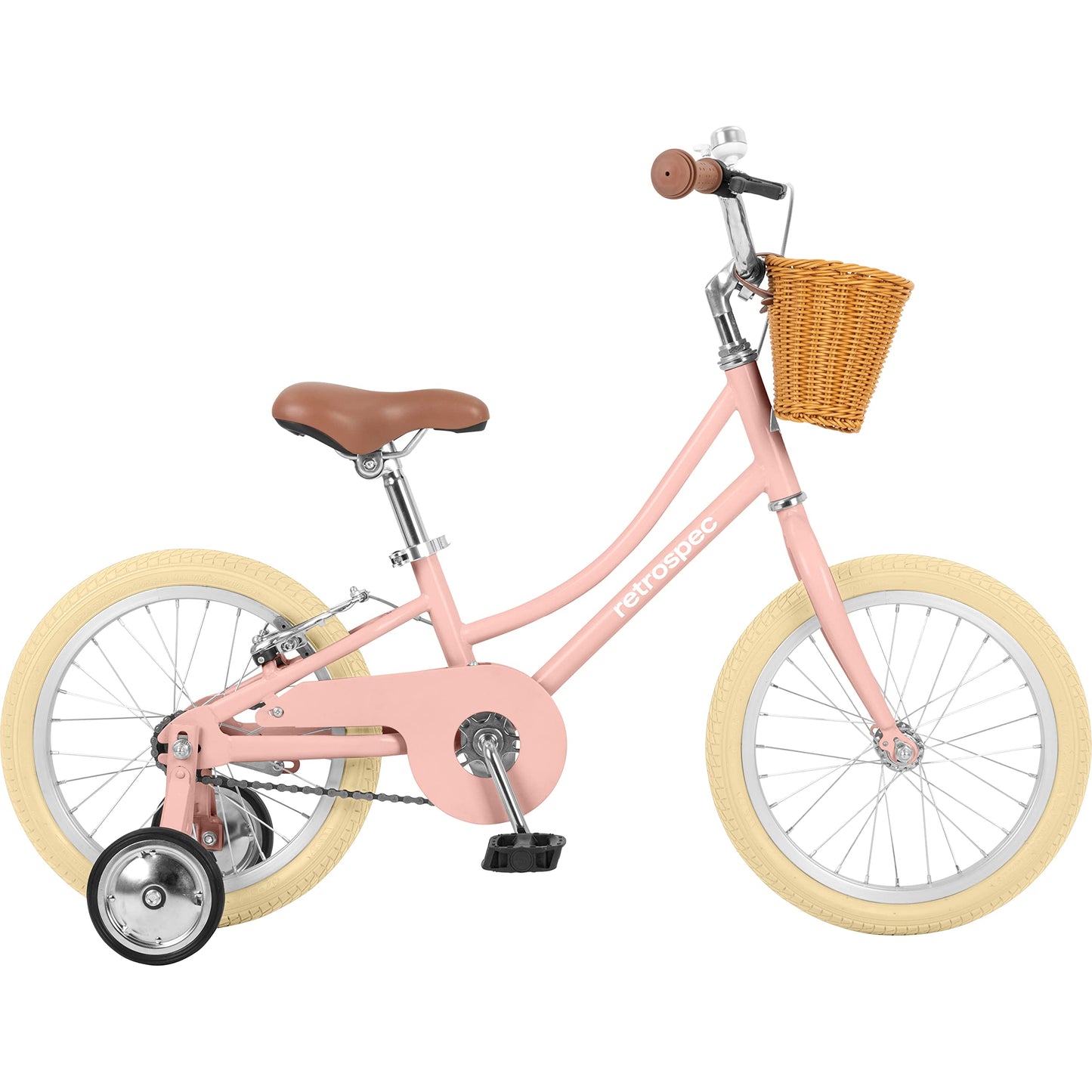 Retrospec Beaumont Mini 16in Kids Bike with Training Wheels & Basket - Beginner Bicycle for 4-6 Year Olds, Low-Profile Frame, V-Brakes & Safety Bell