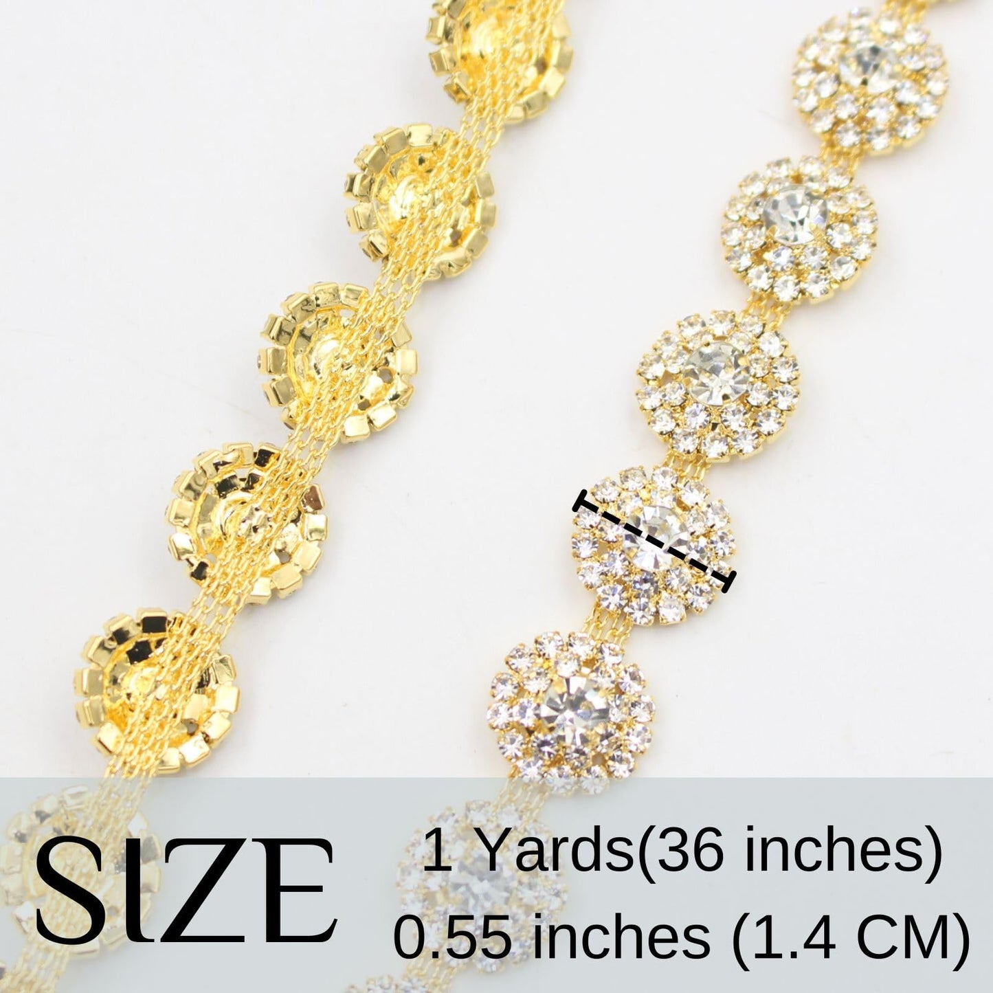 PEARLY JUN 1 Yard Rhinestone Trim Chain Gold Applique Stringing Ribbon DIY Jewelry Wedding Party Bracelets Craft Bridal Bouquets Embellishment Accessories