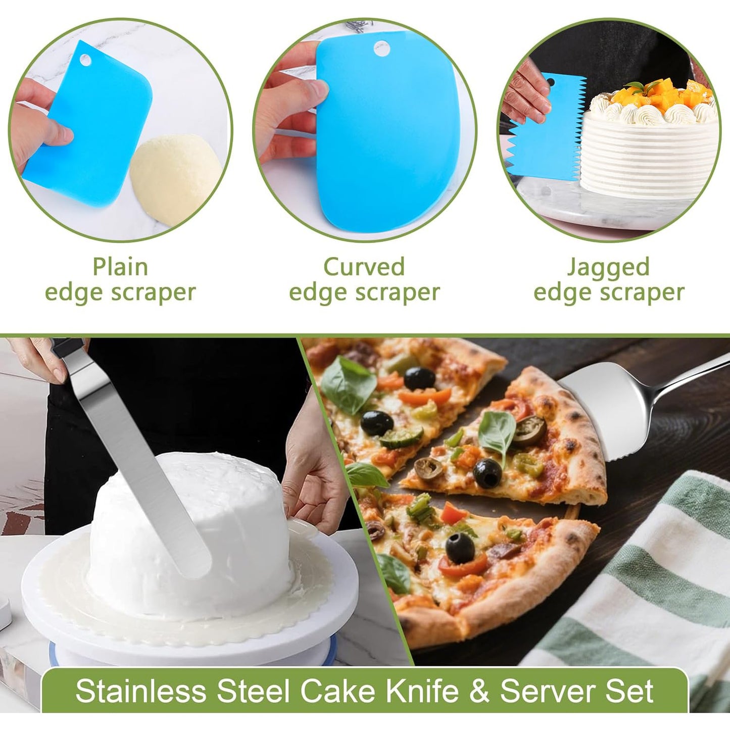 Easynzery 168pcs Cake Pan Sets for Baking + Cake Decorating Supplies: 3 Non-Stick Springform Pans Set (6, 8, 10 inches), Icing Tips – Multi-functional Leak-Proof CheeseCake Pan