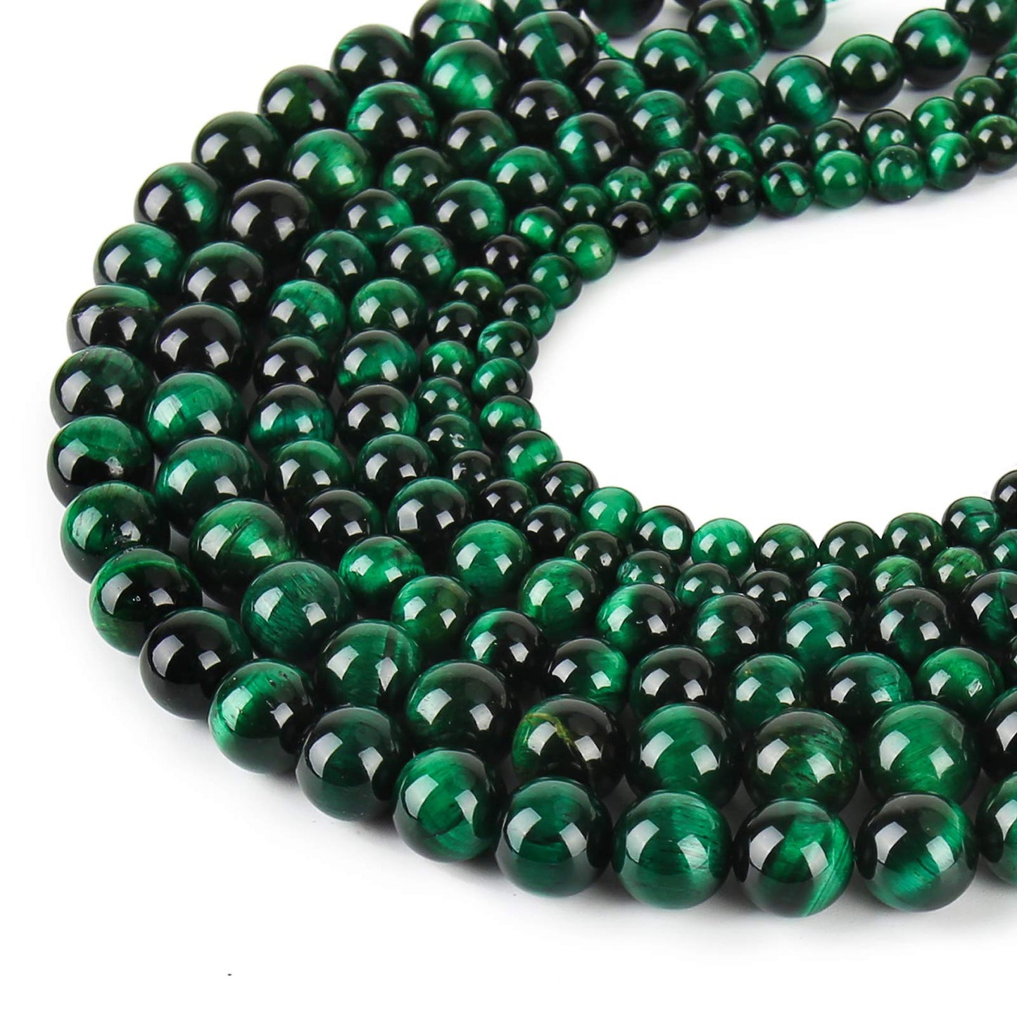 Natural Green Tiger Eye Beads, Grade AAA Gemstone Round Loose Beads 10MM 40PCs Bulk Lot Options, Semi Precious Stone Beads for Jewelry Making