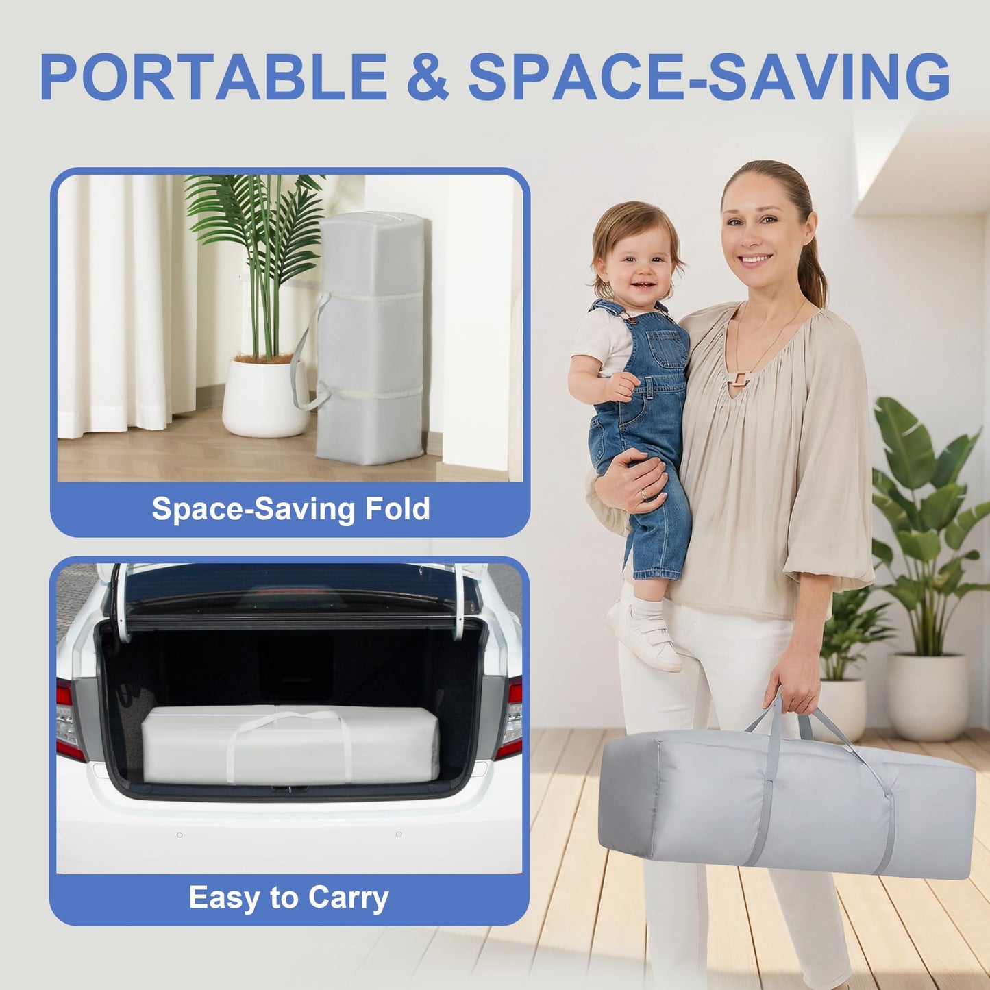 Foldable Baby Playpen with Detachable Thicken Mat, 50X50 in Foldable playpen for Babies and Toddlers, Indoor&Outdoor Portable palypen. Quick Installation&Quick Folding Baby Play Pen