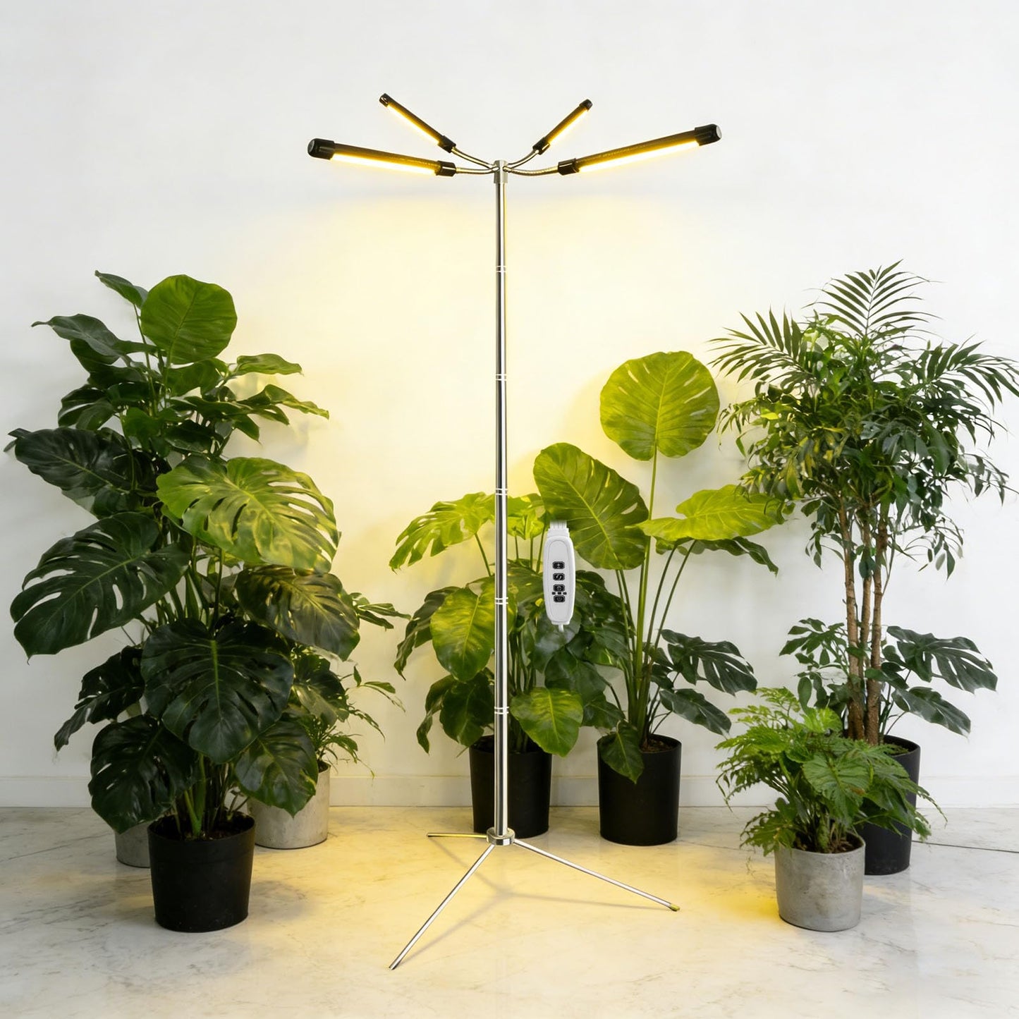 Grow Light for Indoor Plants, Full Spectrum Halo Growing lamp with Detachable Base, 15-62 Inches Height Adjustable Dsektop and Standing Plant Growing Lamps, 8/12/16H Timer, 10 Dimming, Automatic Timer