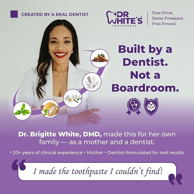 Dr. White’s Fluoride-Free nHA Toothpaste 3-Pack; Dentist-Formulated, Nano Hydroxyapatite + Xylitol, Sensitivity Relief Complex™, Mint-Free, Enamel Safe, Swallow-Safe (3.5 Oz, Passion Fruit Kiss)