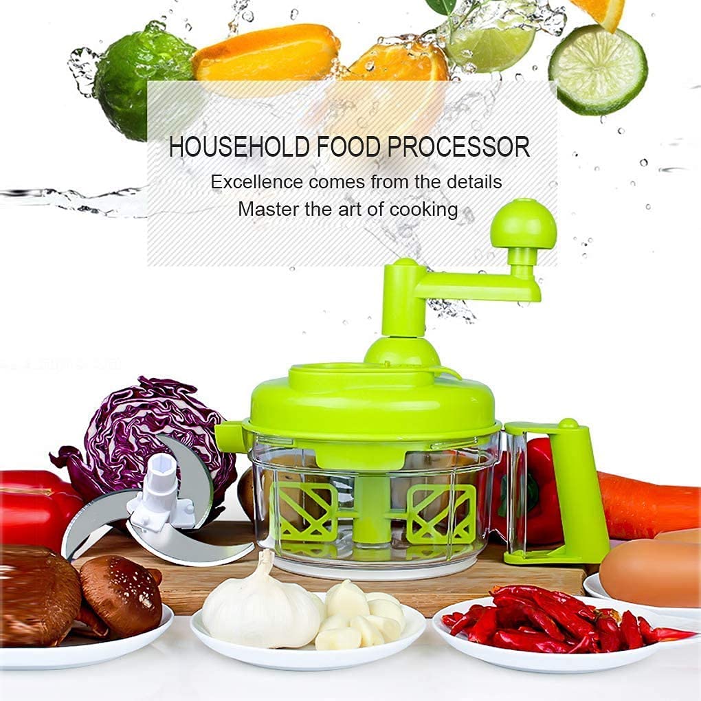 Tenta Kitchen Food processes Hand Crank Food Processor/Manual Food Chopper/Meat Grinder/Vegetable Dicer And Mincer/Fruit Blender With Egg Separator Rotary Onion Chopper(2 Sets steel blades)
