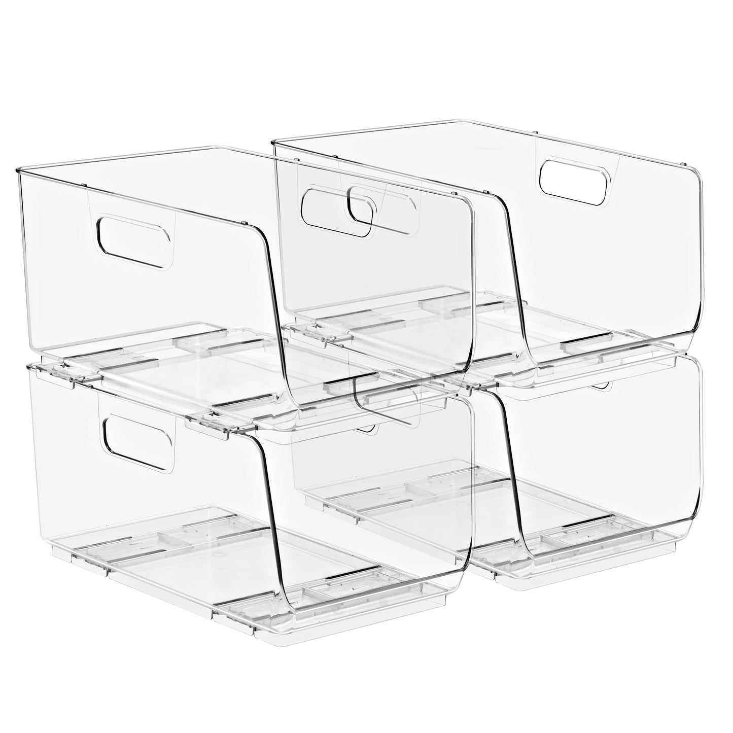 Sorbus Stackable Storage Bins Open Front - Pantry Bins for Storage and Organization for Kitchen - Clear Pantry Organizer Bins (Medium 4 Pack)